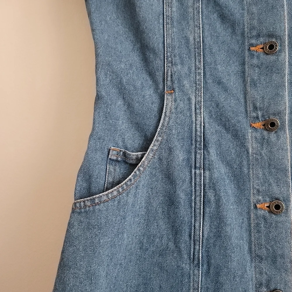 VTG Rough Diamond Girls 14 Denim‎ Fit & Flare Dress Pockets Y2K